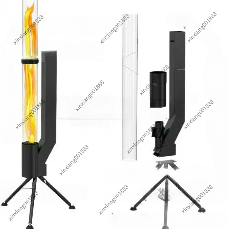 Vertical Wood Burning Rocket Stove Tube Outdoor Camping Courtyard Winter Heater Pellet Stove