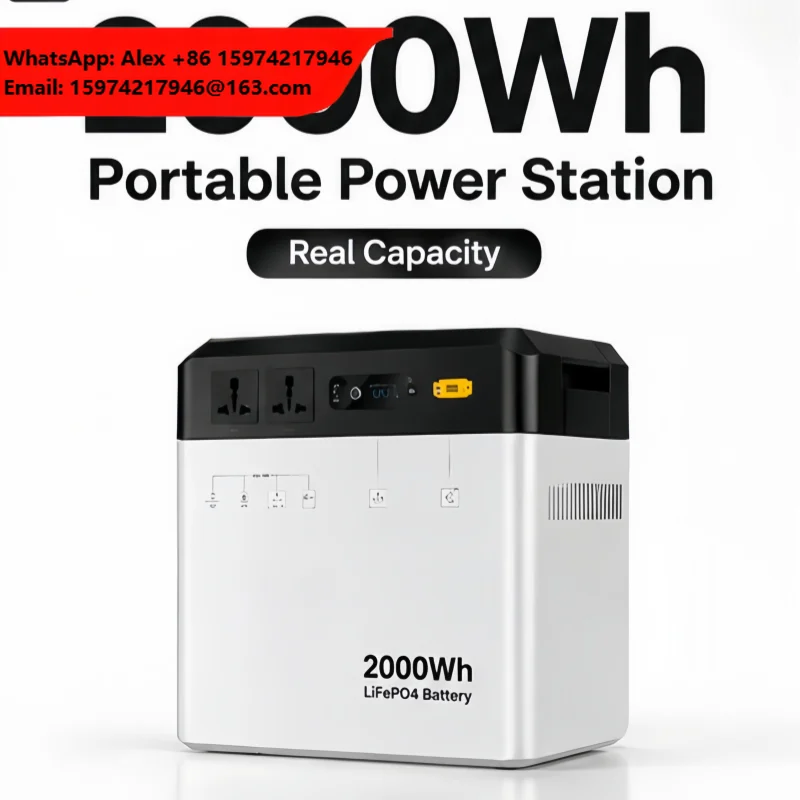 1000W Portable Power Station 2000Wh LiFePO4 Solar Generator MPPT Pure Sine Wave Emergency Backup Power Supply Home Camping