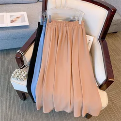 Plus Size 150Kg Women's Summer Loose A-Line Pleated Skirt 5XL 6XL 7XL 8XL 9XL High Waist Temperament Skirt Blue Apricot Large