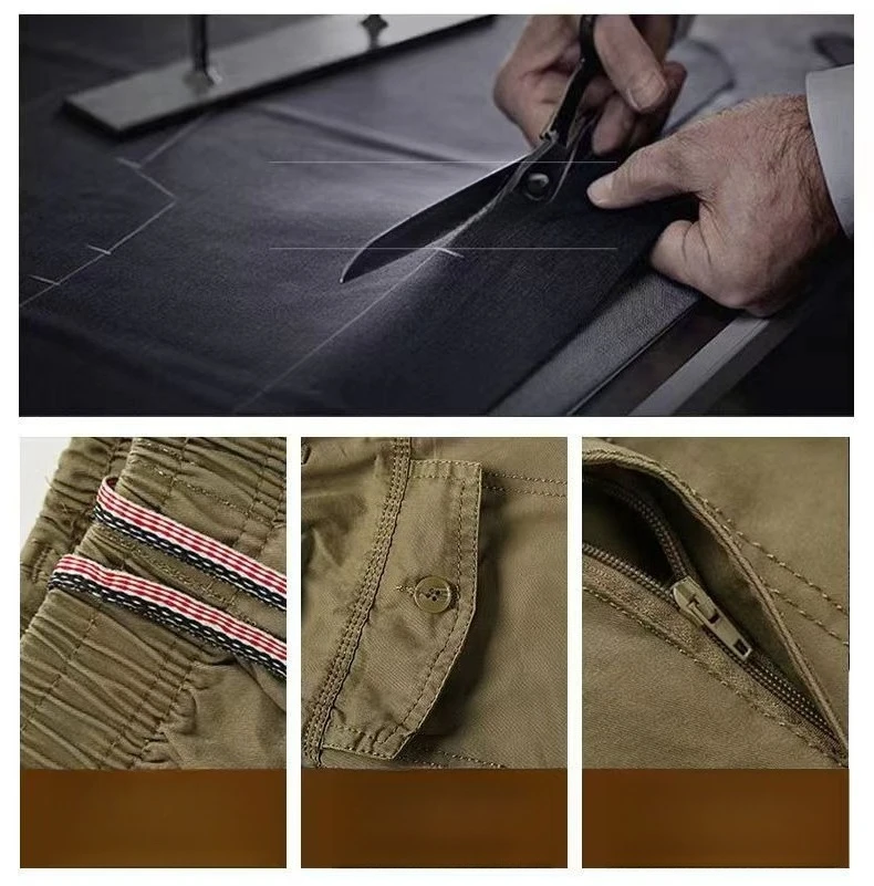 2026 Neue Herren Cargo-Hose aus Reiner Baumwolle Herbst Baggy Gerades Bein Multi-Taschen Arbeitshose Lässige Lange Hose Übergröße M-6XL – Detail 7