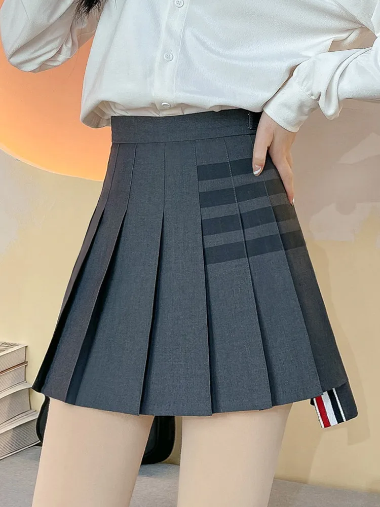 

Утягивающая юбка-трапеция с высокой талией и складками спереди ort Ba Long Four Bars (3) ort f-length Юбки