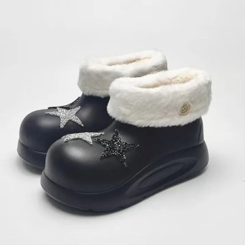 

Модные непромокаемые и плюшевые короткие сапоги, зимние сапоги, 2025 г., зимние уличные непромокаемые сапоги, нескользящая и теплая женская обувь из мехового хлопка