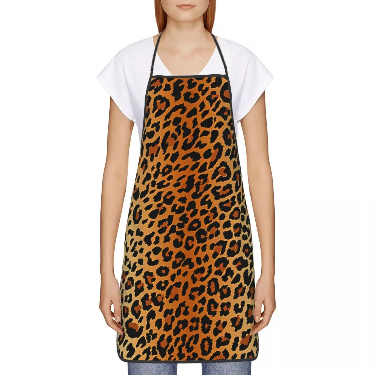 Custom Leopard Print Apron Women Men Unisex Bib Kitchen Cooking Tablier Cuisine Chef Gardening