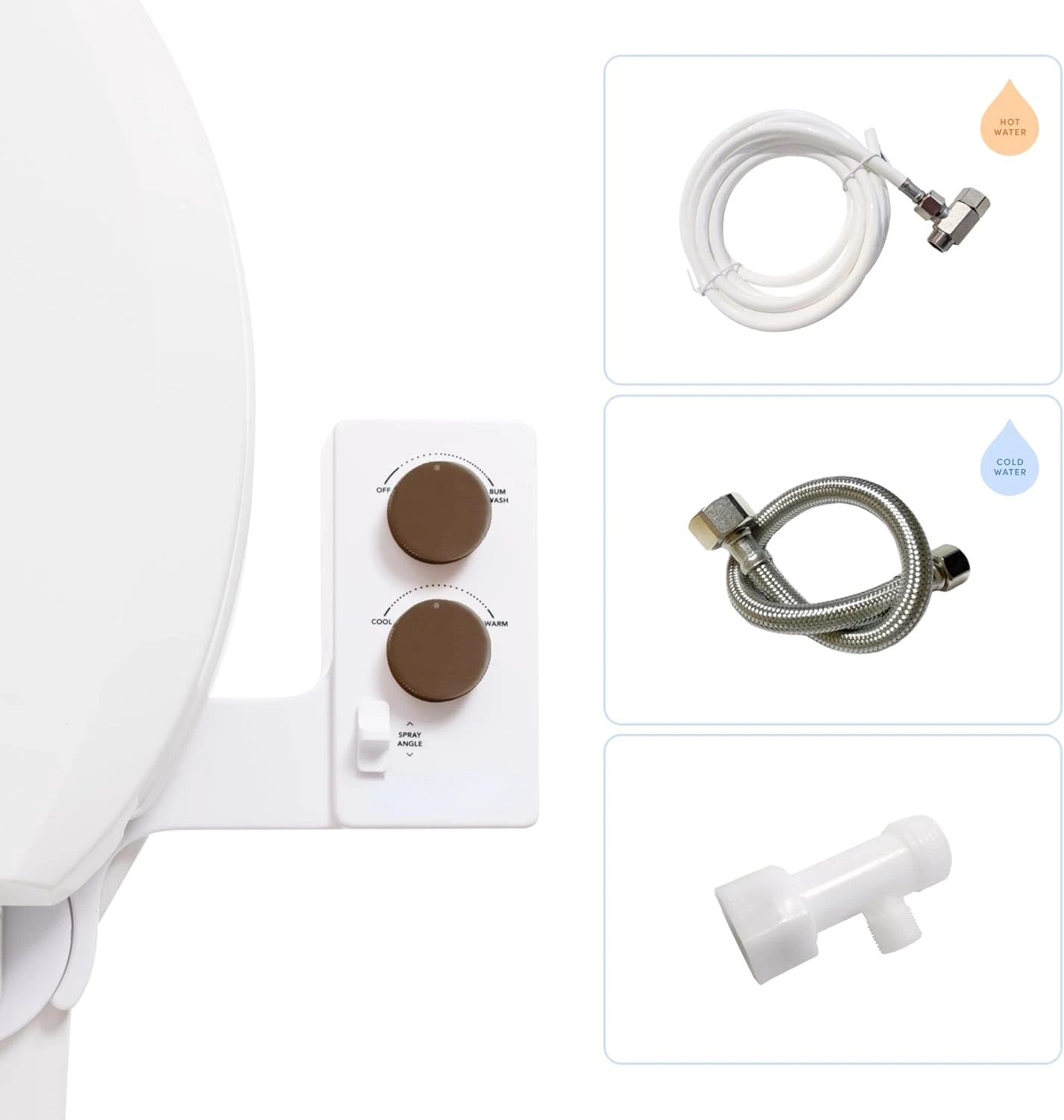 Self-Cleaning Cool to Warm Water Bidet Attachment. Easy Universal DIY Install, No Plumber Required