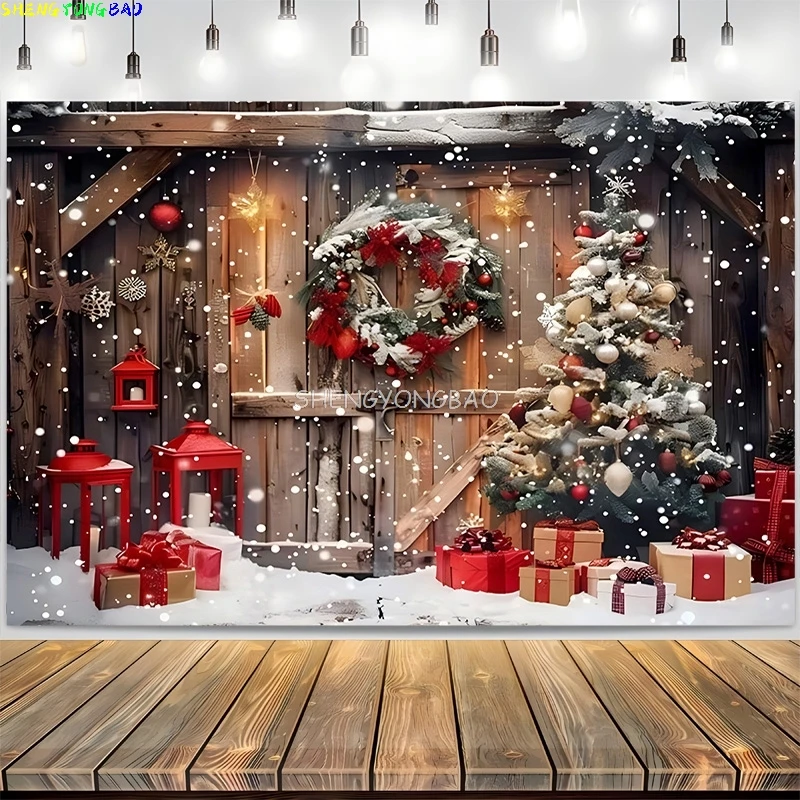 

Winter Wonderful Photography Backdrops Props Christmas Day Fireplace Stage living Room Decoration New Year Background RD-20