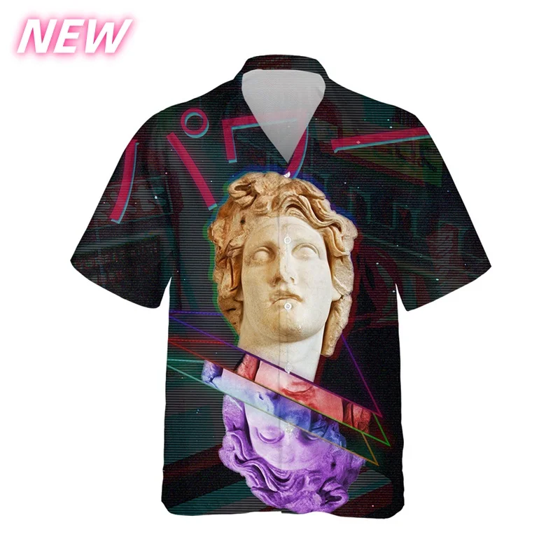 

3D Print Sports Car Aloha Shirt For Men Colorful Sculpture Graphic Blouses Casual Short Sleeve Hawalian Shirts Loose Street Tops