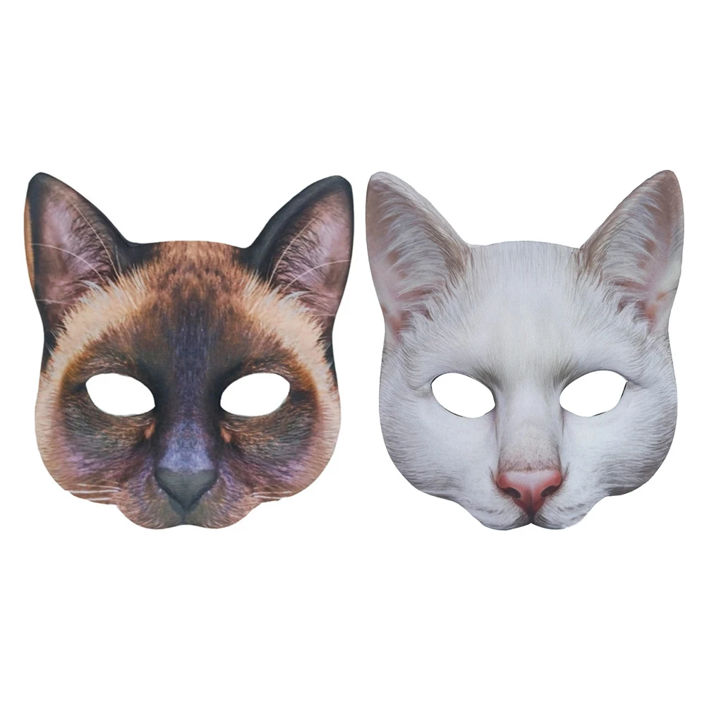 

2 Pcs Cat Mask Set Party Cosplay Make up Premium Material Masks Fabric Halloween Costume