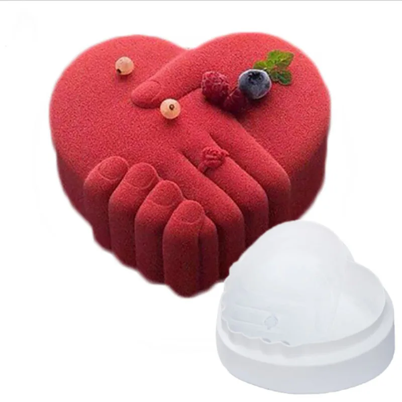 Hand in Hand Heart Silicone Cake Mold for Chocolate Mousse Ice Cream Jelly Pudding Pastry Dessert Bakeware Pan Decorating Tools