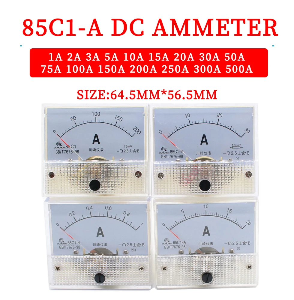 

85C1-A DC стрелками, аналоговый ammeter panel 1A 2A 3A 5A 10A 20A 30A 50A 100A 150A 100A 150A 200A 300A 500A