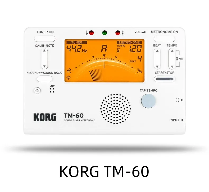 Korg TM-60/TM60C Tuner/Metronome Black and White Available Can be Used for Wind, Guitar, Ukulele, and Piano Keyboard Instruments