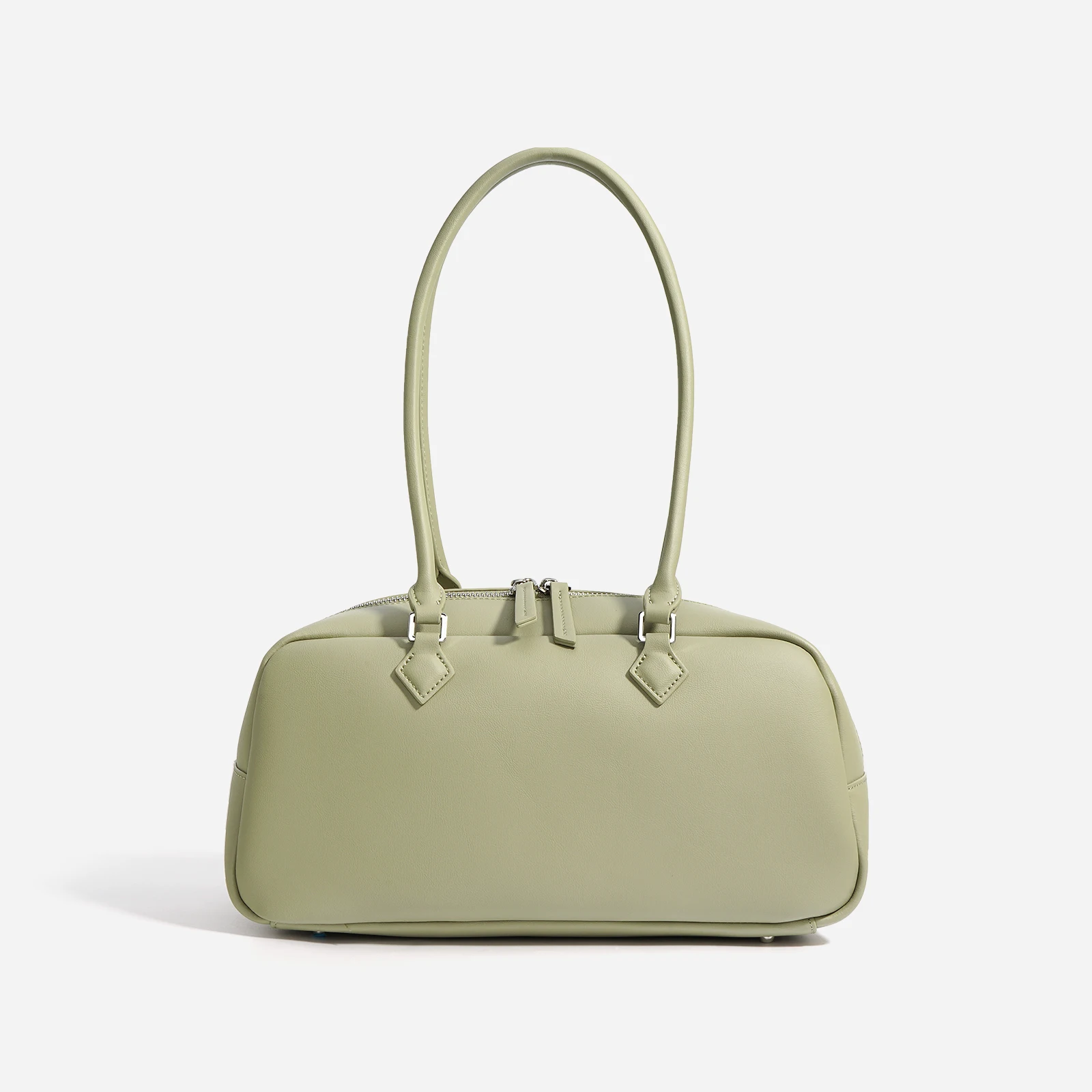 Macaron Color Genuine Leather TOTE Bowling Handbag For Women Large Capacity Versatile Shoulder Bag Fashion Armpit Underarm Bags