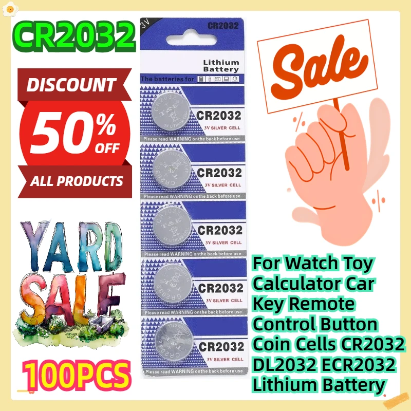 

Для часов игрушечный калькулятор автомобильный ключ пульт дистанционного управления монетные элементы CR2032 DL2032 ECR2032 литиевая батарея 100 шт.