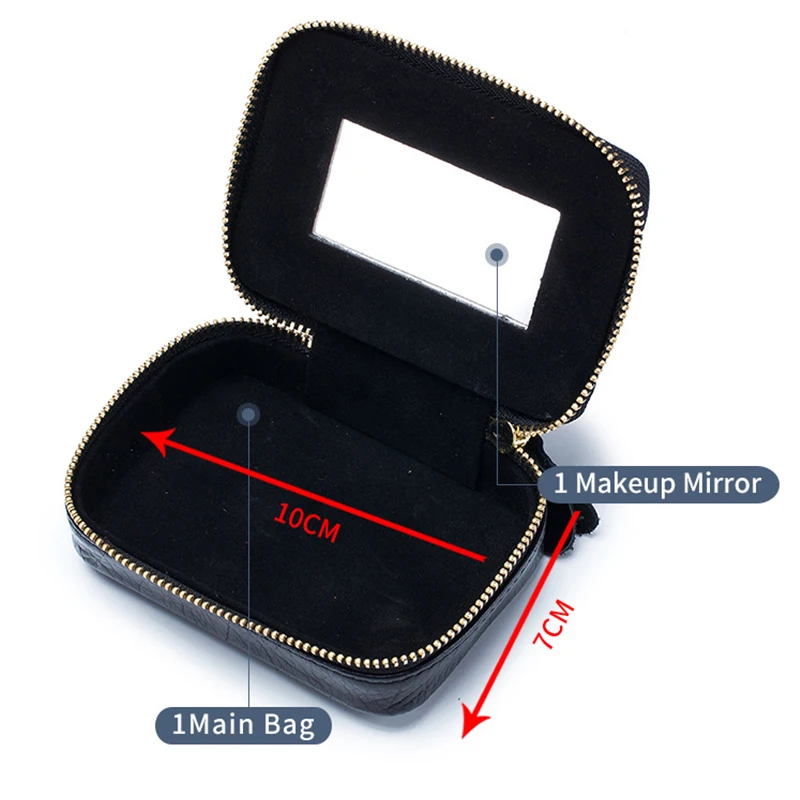 Genuine Leather Makeup Pouch Fashion 2022 New Makeup Organizer Toiletry Bag with Mirror Travel Jewelry U Disk Cosmetics Case Bag