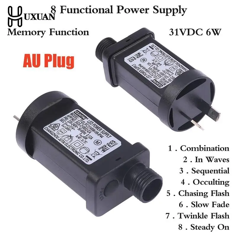 Adaptador de interruptor de enchufe AU, iluminación láser a prueba de agua IP44, fuente de alimentación europea, CA 220V a 31VDC 6W, 8 funciones,