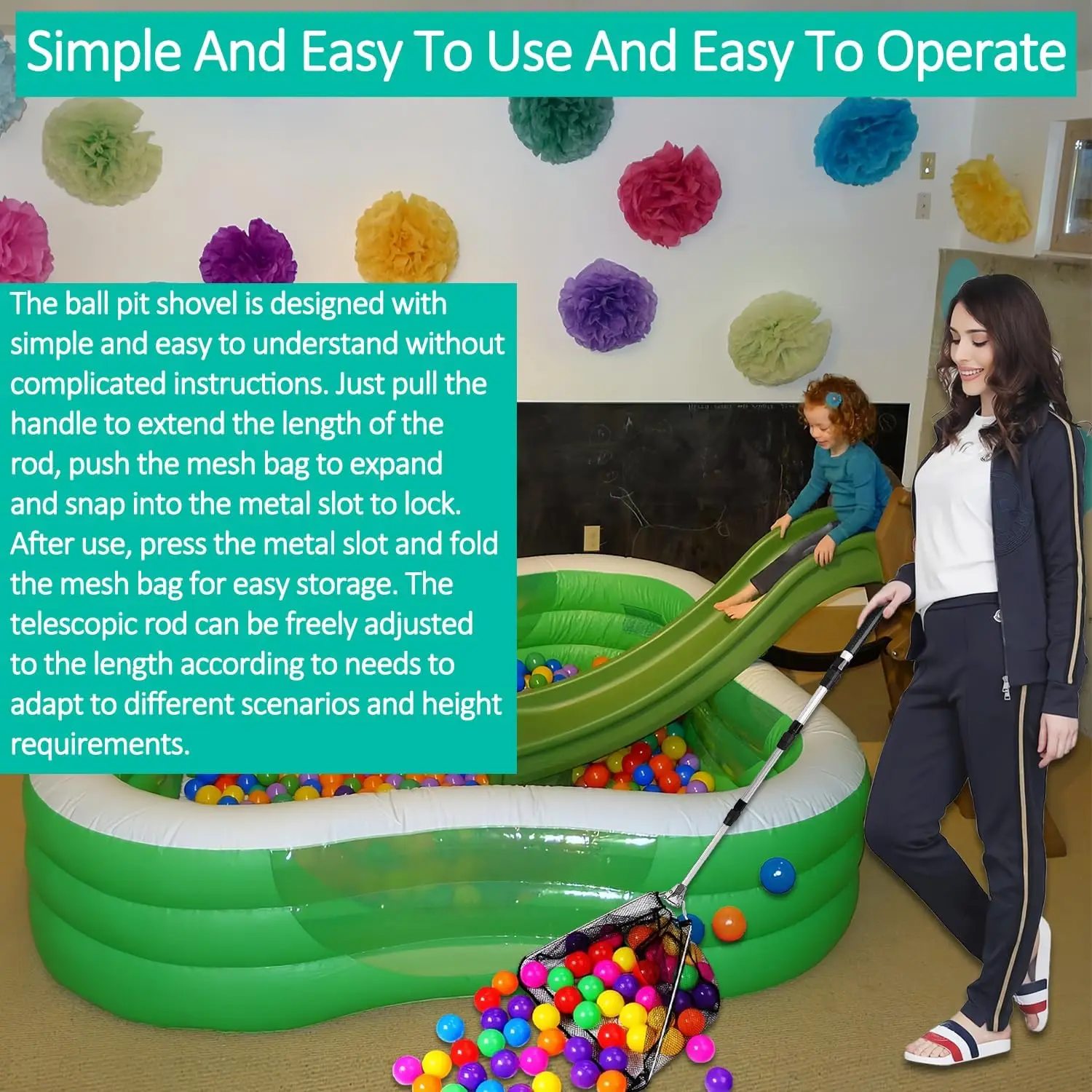 مجرفة التقاط كرات الكرة، منتقي الكرة العلوي للأطفال الصغار/الأطفال/الحيوانات الأليفة، منتقي الكرة القابل للتعديل للحفرة #5