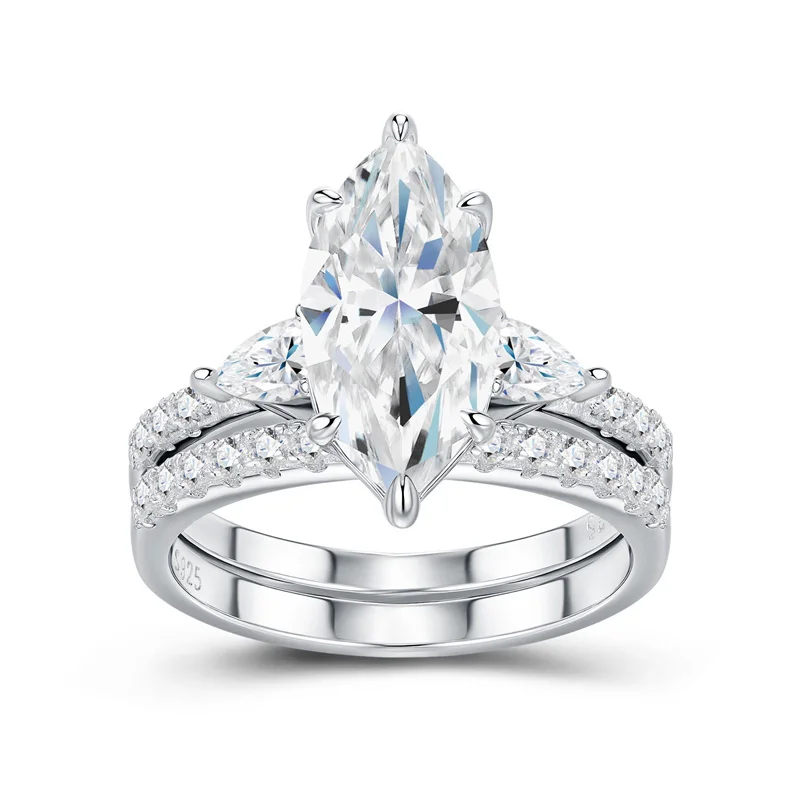 

ZFSILVER 925 Серебряное модное роскошное модное кольцо с муассанитом 7x14 для очаровательных женщин, ювелирные изделия для свадебной вечеринки, подарок R15975