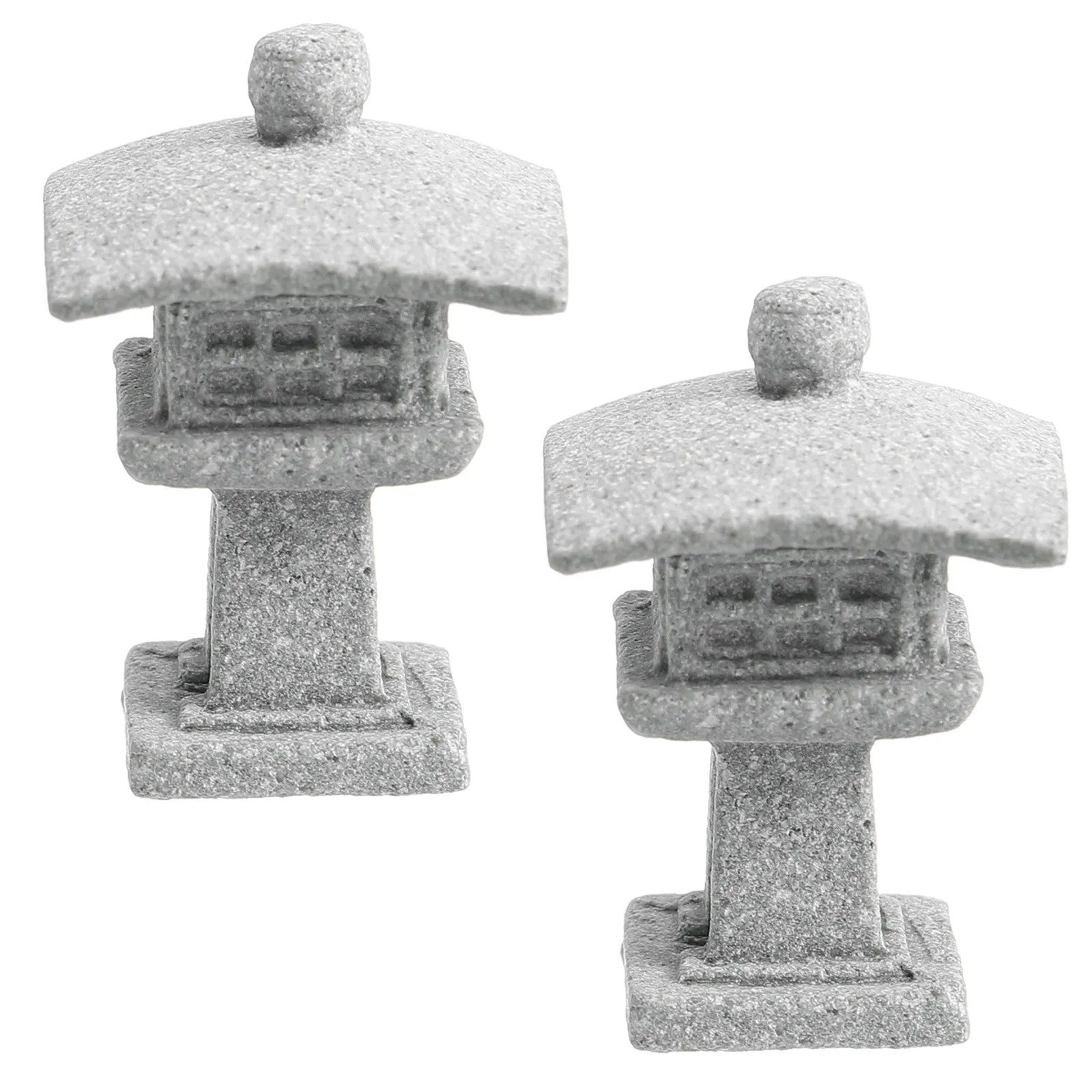 2Pcs Premium Sandstone Pagoda Statue Mini Garden Ornament for Succulent Arrangements Micro Landscape Desktop Tabletop Living