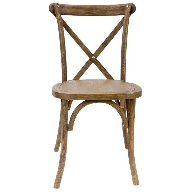 Wood Cross Back Chair Stackable Wedding Dining Chair