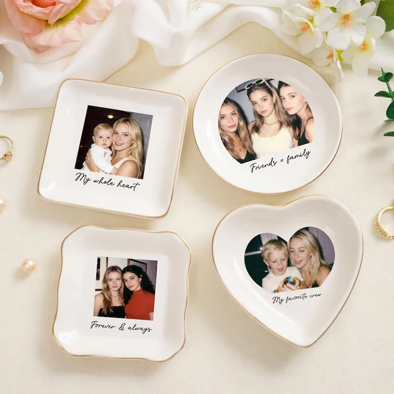 Custom Photo Ceramic Jewelry Dish, Personalized Best Friend Jewelry Tray, Wedding Bridesmaid Gift