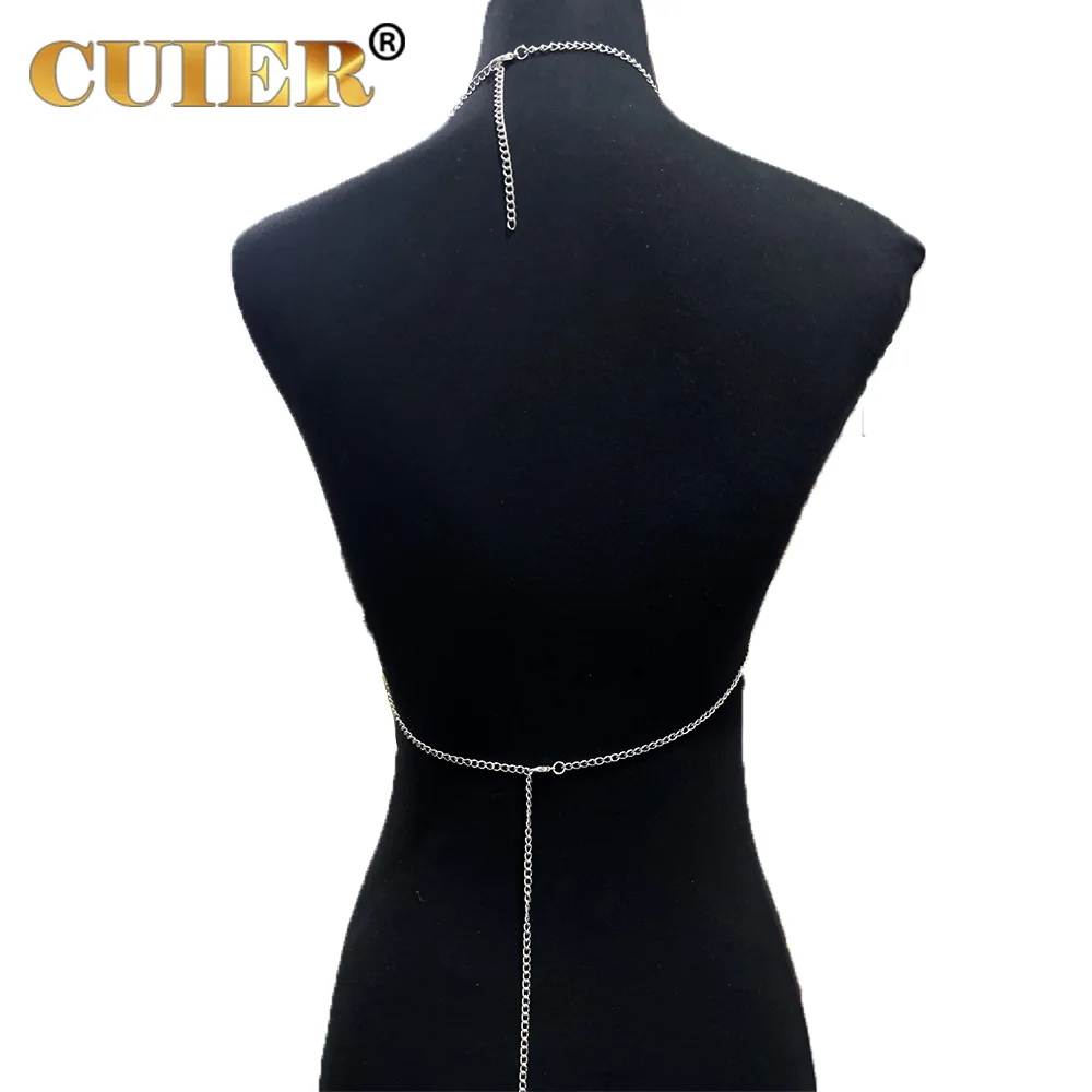 CUIER Weight 300g Crystal Flower Rhinestone Tops for Women Backless Sexy Body Chain Jewelry Bar Party Girls Dress Accessories