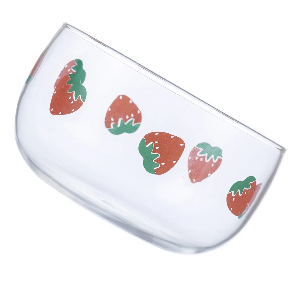 1Pcs Exquisite Strawberry Glass Bowl Clear Body 500Ml Multi-Function Food Storage Serving Bowl Decorative Tableware for Home