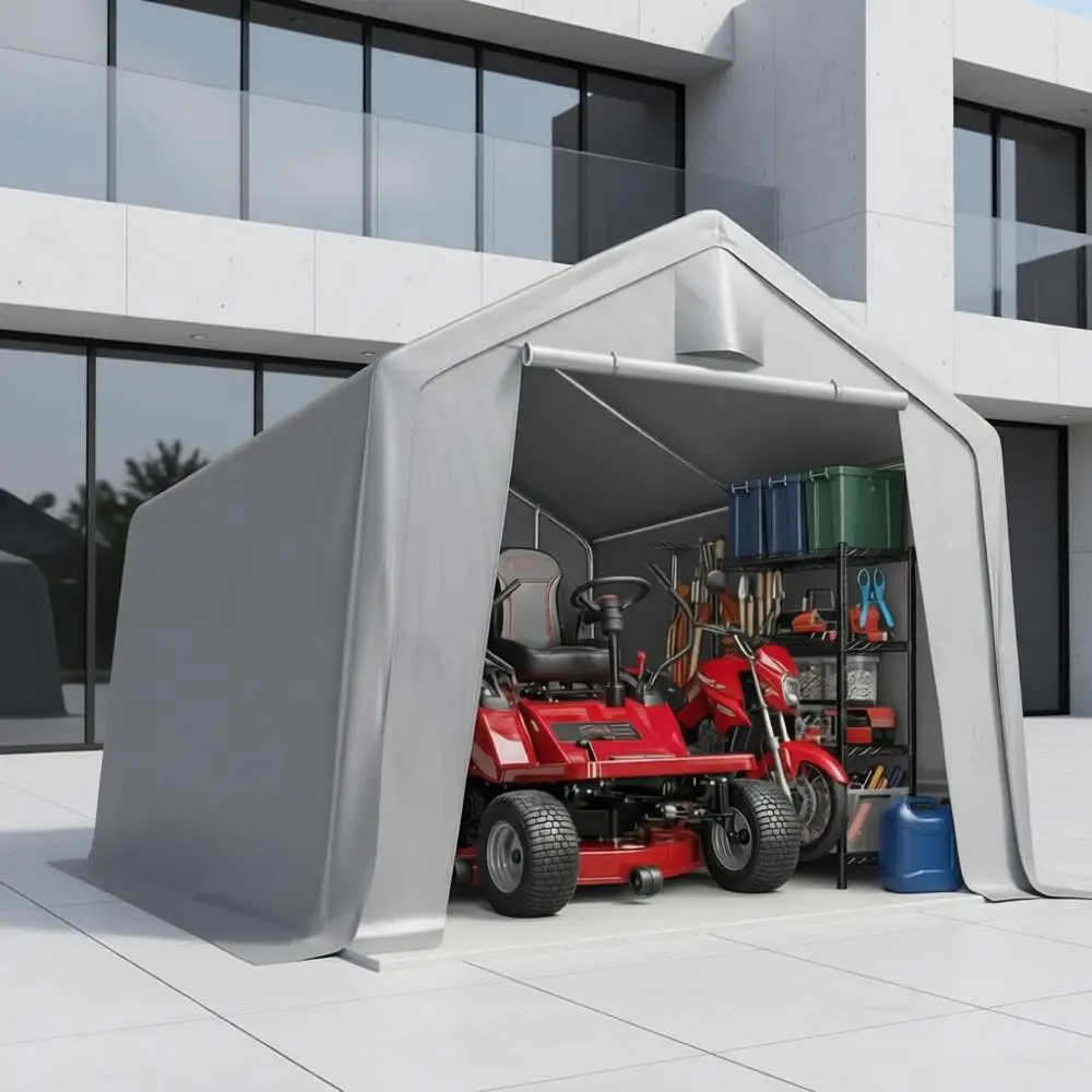 

Большой уличный складской шатер с рулонными сетчатыми окнами, сверхпрочный переносной гараж для газонокосилок и садового инвентаря, водонепроницаемый.