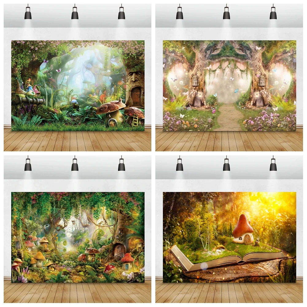 

Fantasy Forest Background Princess Elf Photography Background Props Children Girls Birthday Party Cake Table Photo Decoration