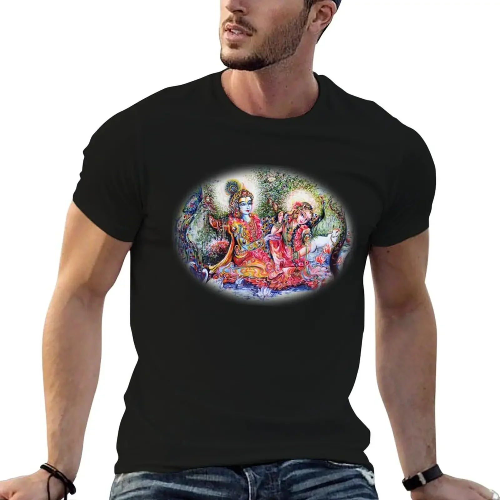 Radha Krishna - Divine Lovers T-Shirt cotton graphic tees korean fashion mens graphic t-shirts pack