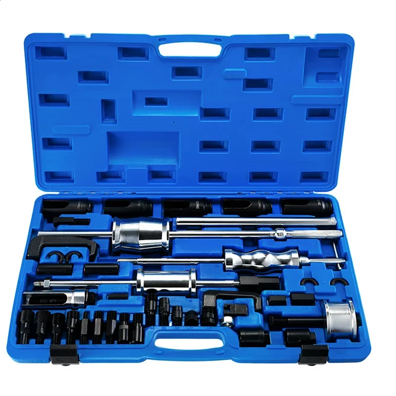 Diesel Fuel Injector Seat Cleaning Kit 40Pcs Common Rail Injector Extractor W/Slide Hammer Diesel Puller Removal Tool Set