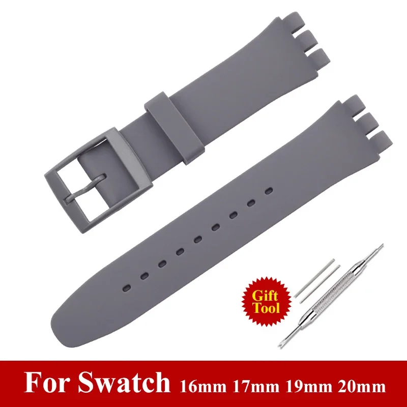 Weiches schwarz blau grau Silikon armband 16mm 17mm 19mm 20mm Uhren armband für Muster armband Ersatz uhren Zubehör mit Werkzeug