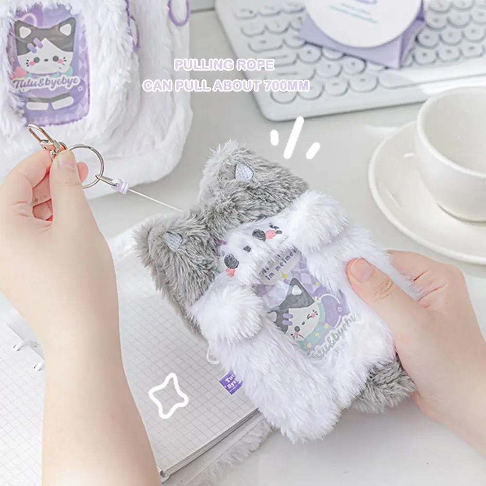 Trendi dengan gantungan kunci boneka kucing anjing Kpop, tempat kartu foto lembut Kawaii Idol Goo kartu pos pemegang lucu casing pelindung