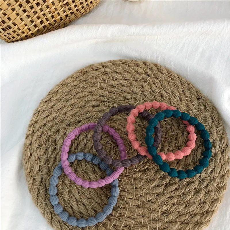 Cute Autumn and Winter Dark Bean Rubber Band Seamless High Elastic Daily Foundation Hair Band South Korea Elastic Hair rope3pcs