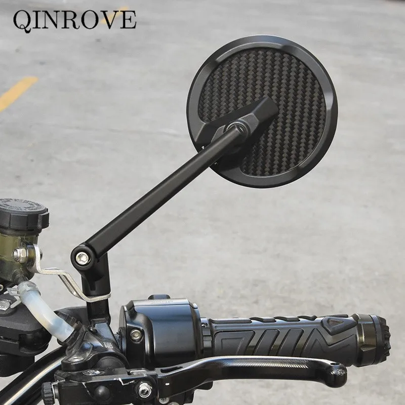 Motorcycle Rearview Mirror Aluminum Alloy Carbon Fiber 8 10MM Black Side Mirror Universal For Yamaha Kawasaki Honda Benelli BMW