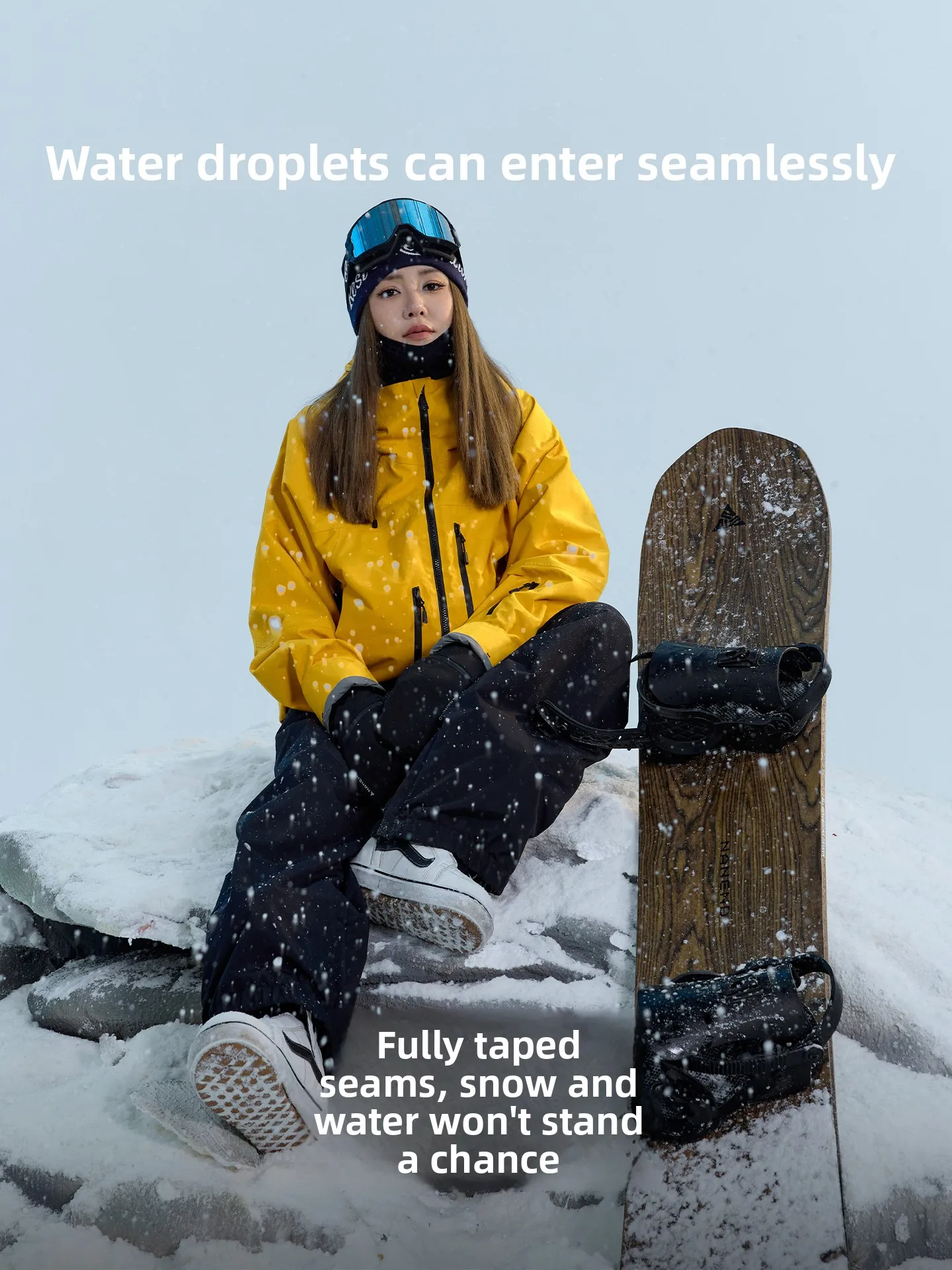 Nanend ski pants men's and women's loose RECCO snowboard snow pants fleece warm waterproof breathable