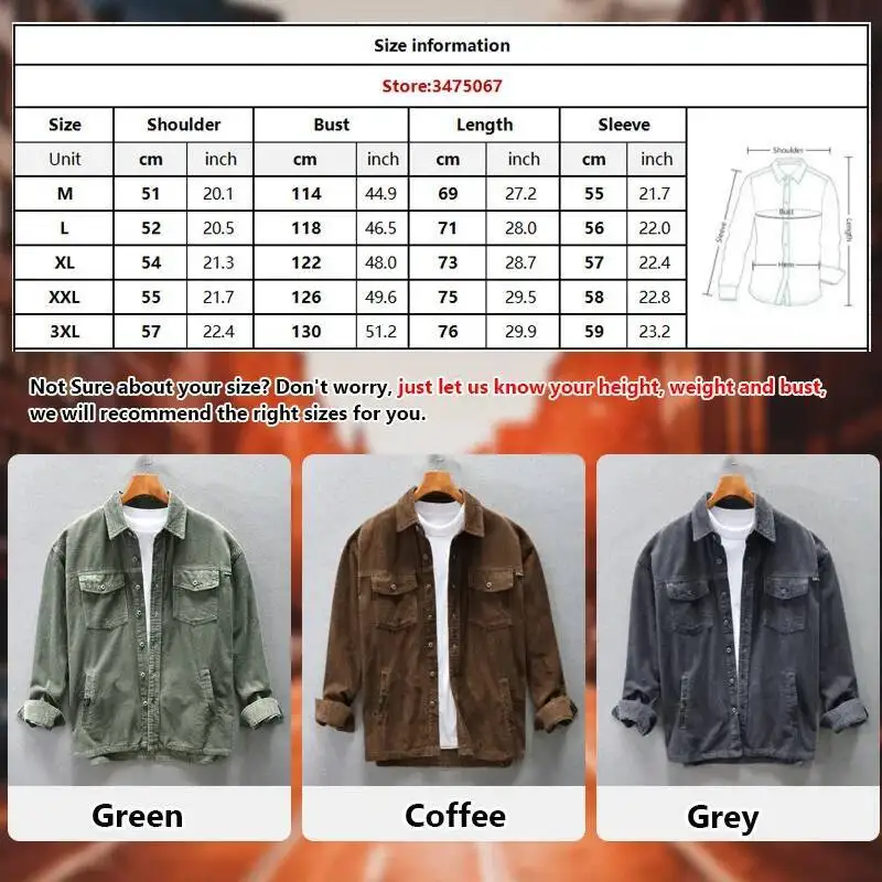 Amikaji Corduroy Shirts Jacket For Men Spring Male Clothes Korean Fashion Jacket Long Sleeve Casual Workwear Shirt Shacket