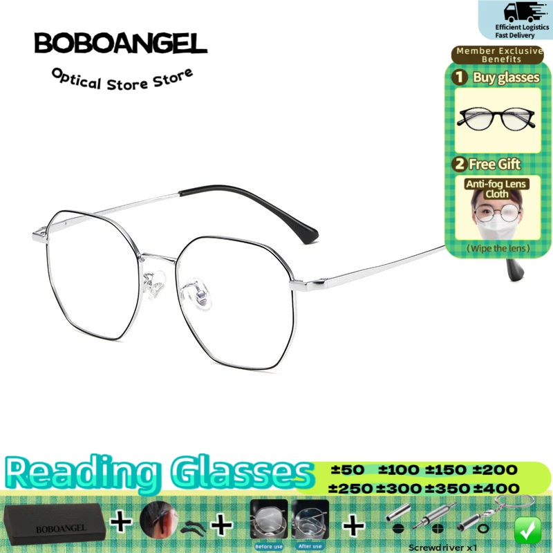 

BOBOANGEL Trendy Classic Prescription Myopia Glasses Women Reading Polygonal Glasses Progressive Multifocal Optical Eyeglasses