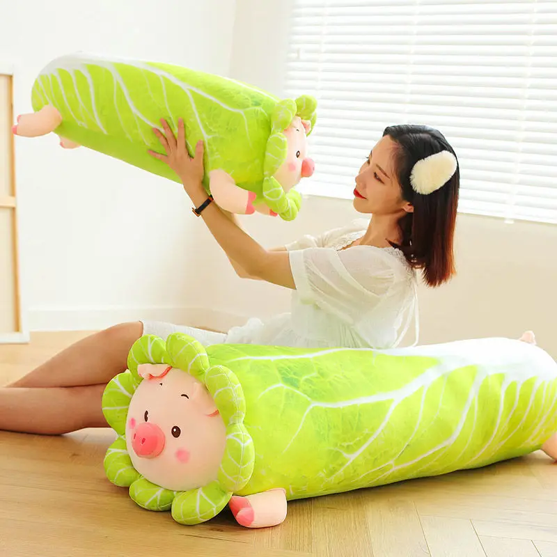 

70-100cm Cute Vegetable Pig Plush Toys Creative Chinese Cabbage Pillow Stuffed Animal Sofa Cushion Baby Kids Toys Kawaii Gifts