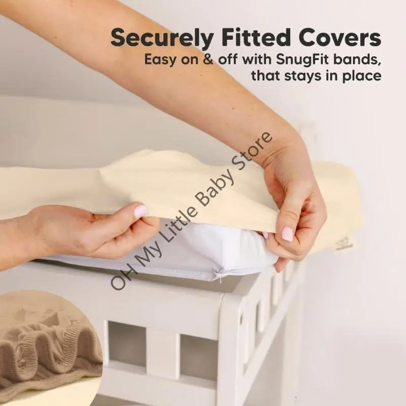M76C 2 قطعة غطاء وسادة طاولة تغيير الحفاض ناعم وقابل للتنفس مع تصميم مرن سهل التركيب لمغير الحفاضات