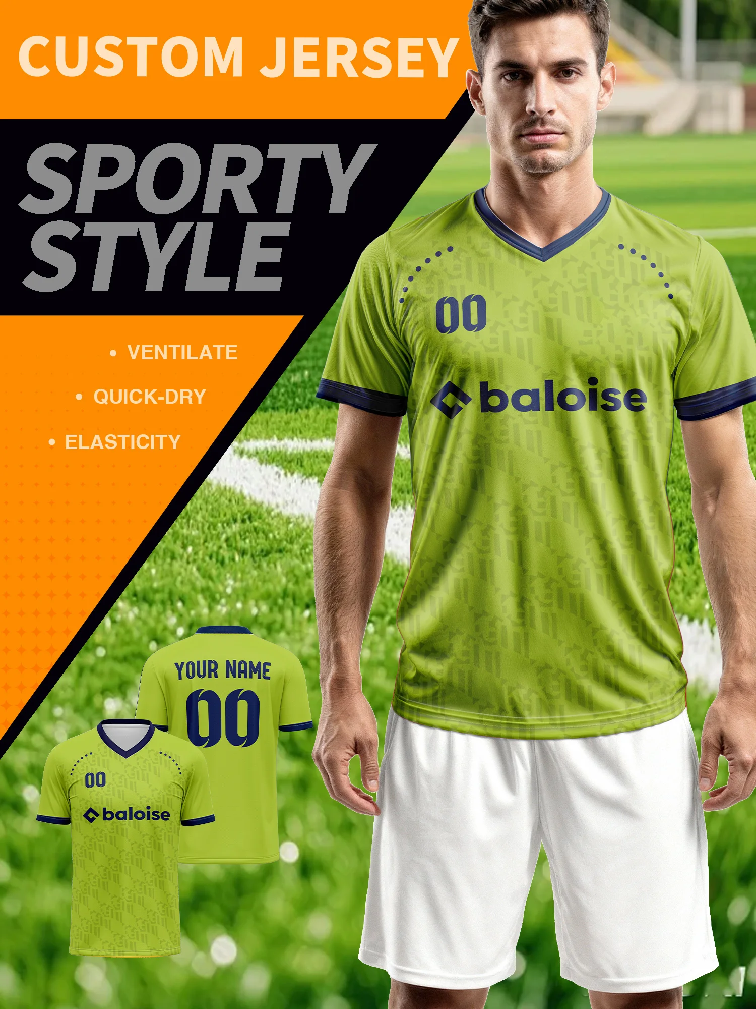 

2026 Men's and Women's Customized Name and Number Sports V-Neck Jerseys, Quick-Drying, Fashionable, Sublimation Technology