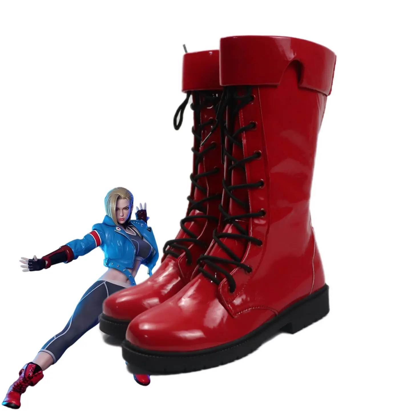Street Fighter 6 Cammy Cosplay Shoes Red Boots Custom Made Any Size