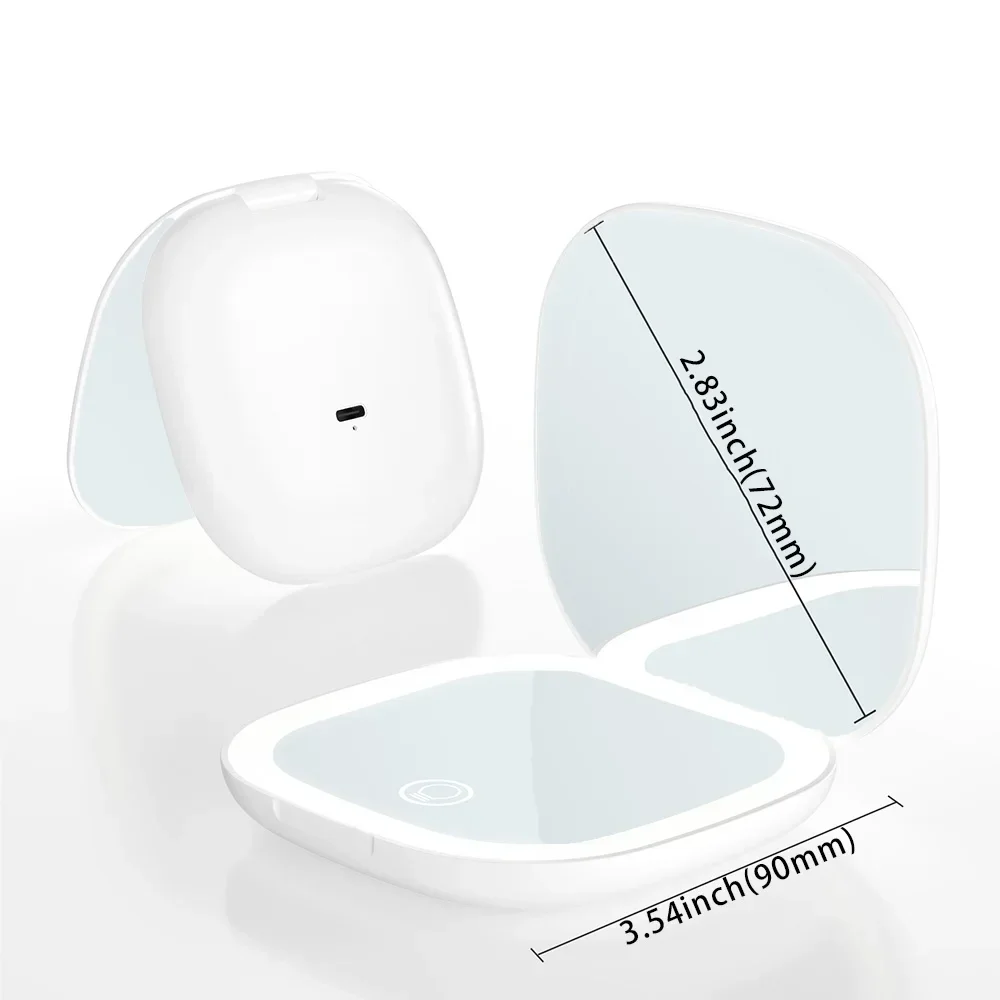 Mini miroir de maquillage Led à main de poche pliable Compact avec lumière Led grossissement 5x/10x Rechargeable et petit