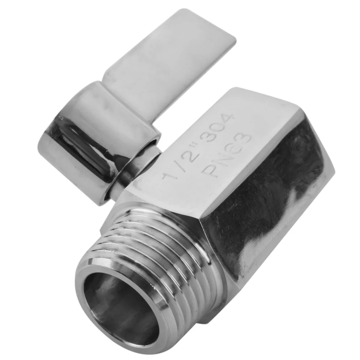 ABZL 304 Stainless Steel Mini Ball Valve(1/2 Inch Female x Male) NPT Thread, Water Flow Regulator Head Control Valve