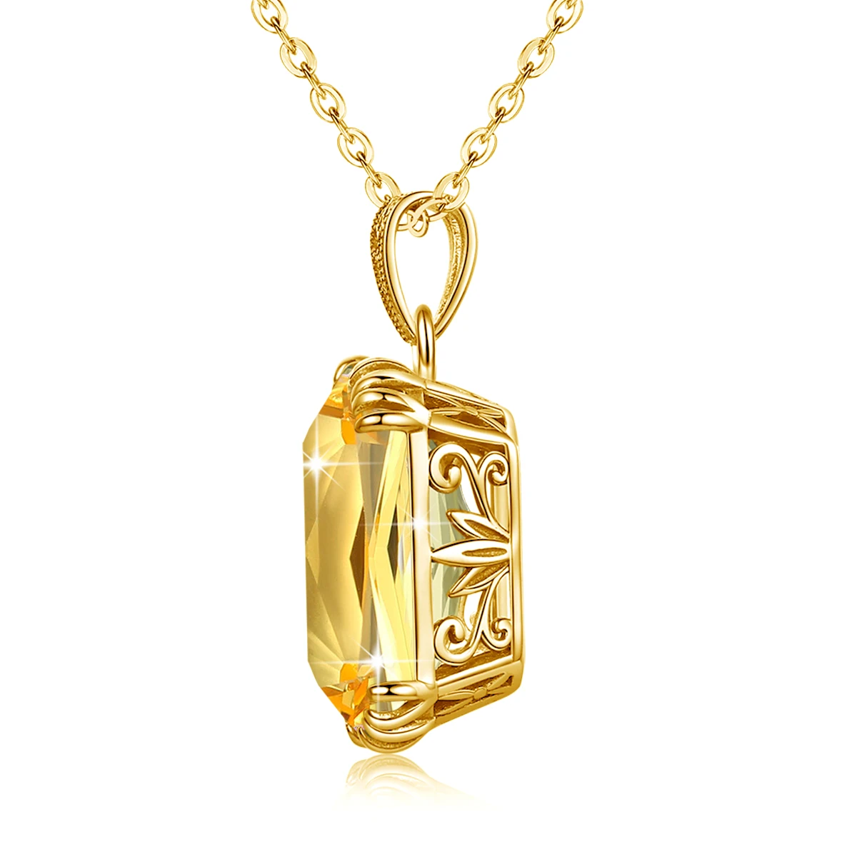 Genuine 925 Sterling Silver Pendant For Women Citrine 18K Gold Color Necklace Pendants Bohemia Filigree Flower Design Jewelry - Image 3