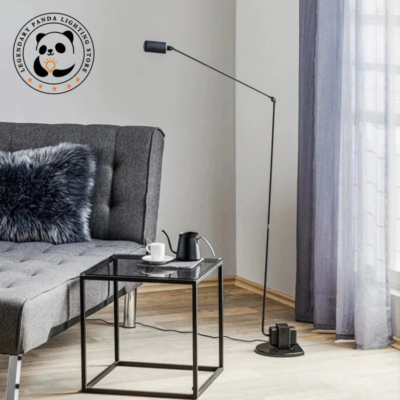 

Italian Designer Floor Lamp Metallic Luster Adjustable Swing Arm Table Lights Parlor Sofa Side Study Bedside Bedroom LED Fixture