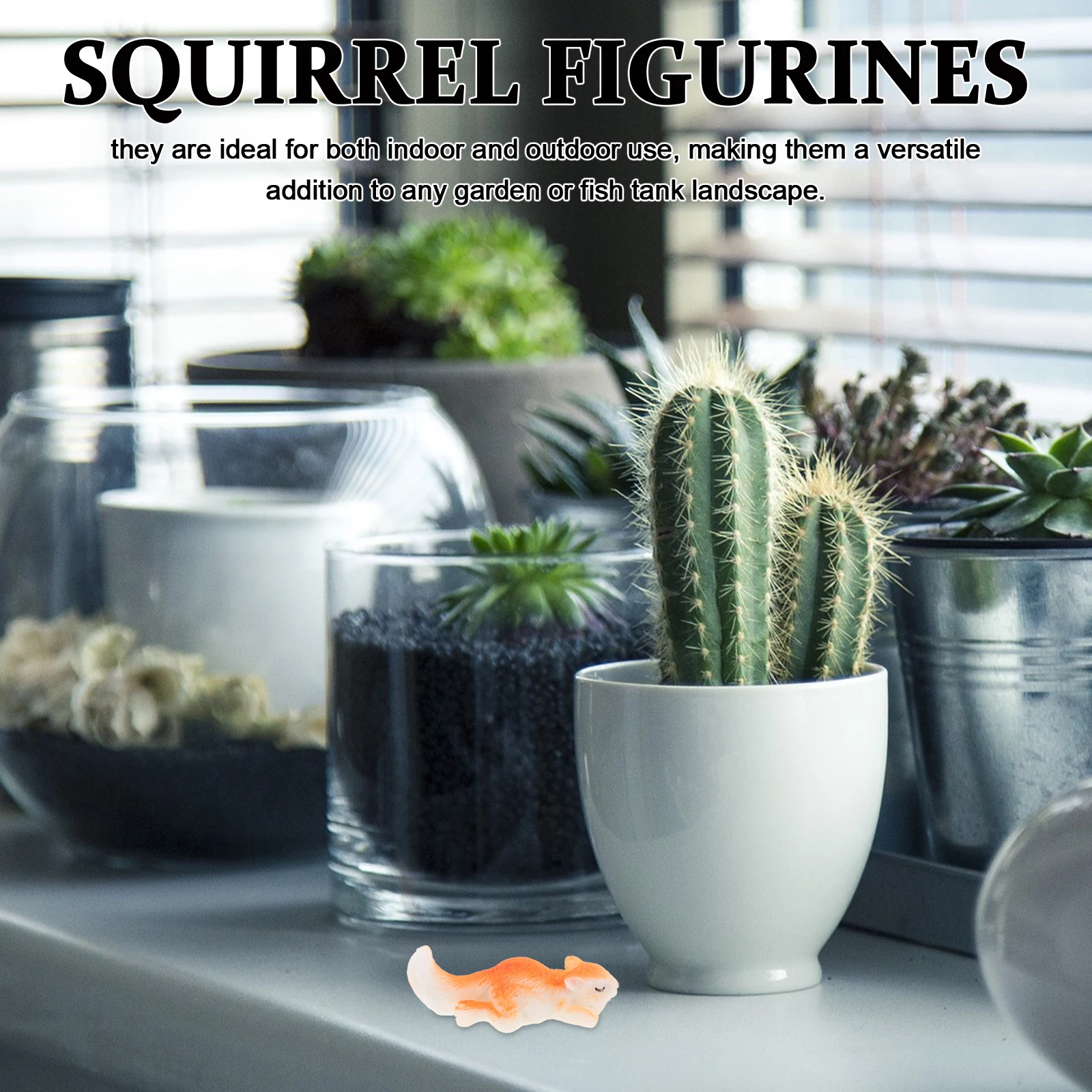 

6PCS Micro Landscape Miniature Figurines Adorable Squirrel Resin Decor Durable Lifelike Garden Aquarium Desk Office Animal
