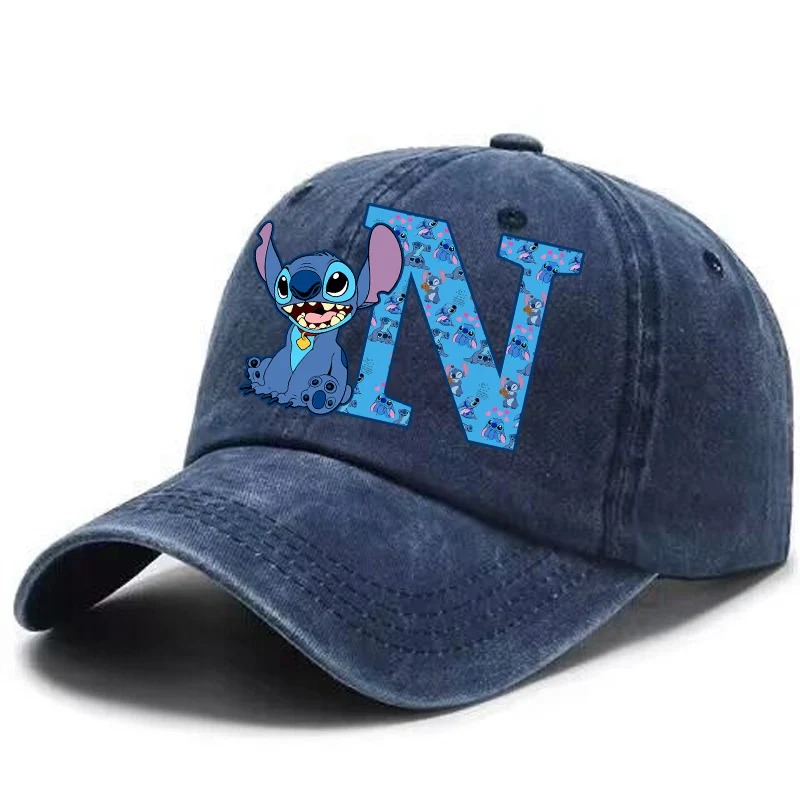 Stitch Anime Letter A-Z Baseball Cap Adult New Anime Breathable Casual Hat Summer Adjustable Sun Bonnet Men Women Headgear Gifts