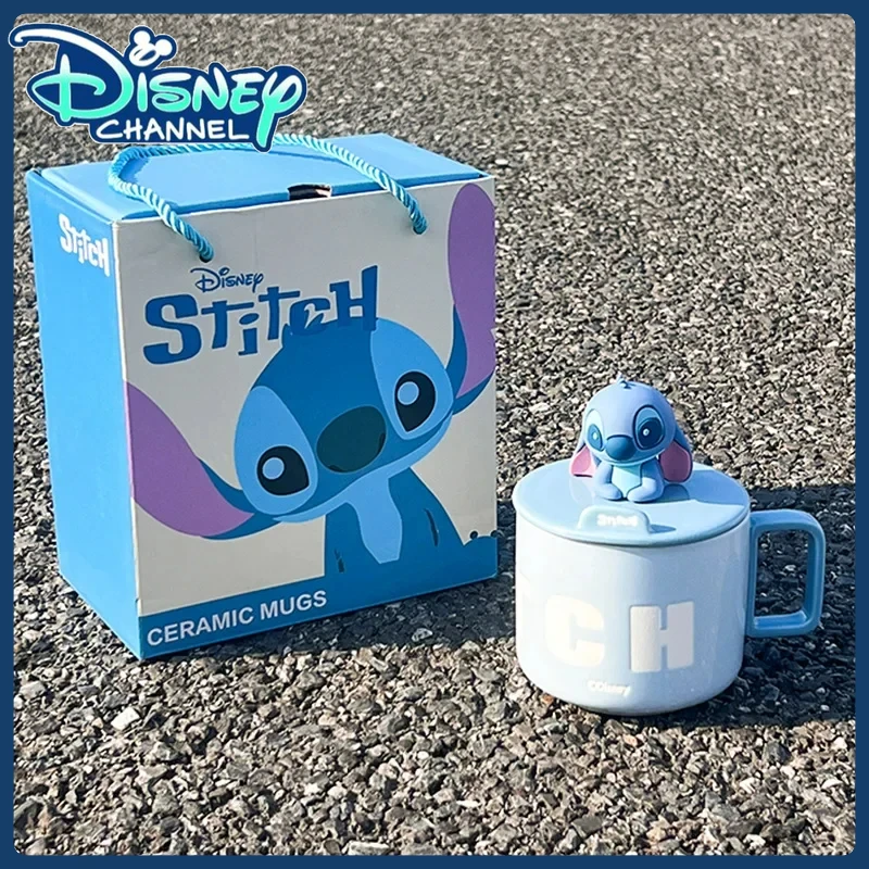 

450ML Disney Animation Lilo and Stitch Ceramic Cup Stitch Angel Couple Mug Coffee Cup Children's Birthday Christmas Gift