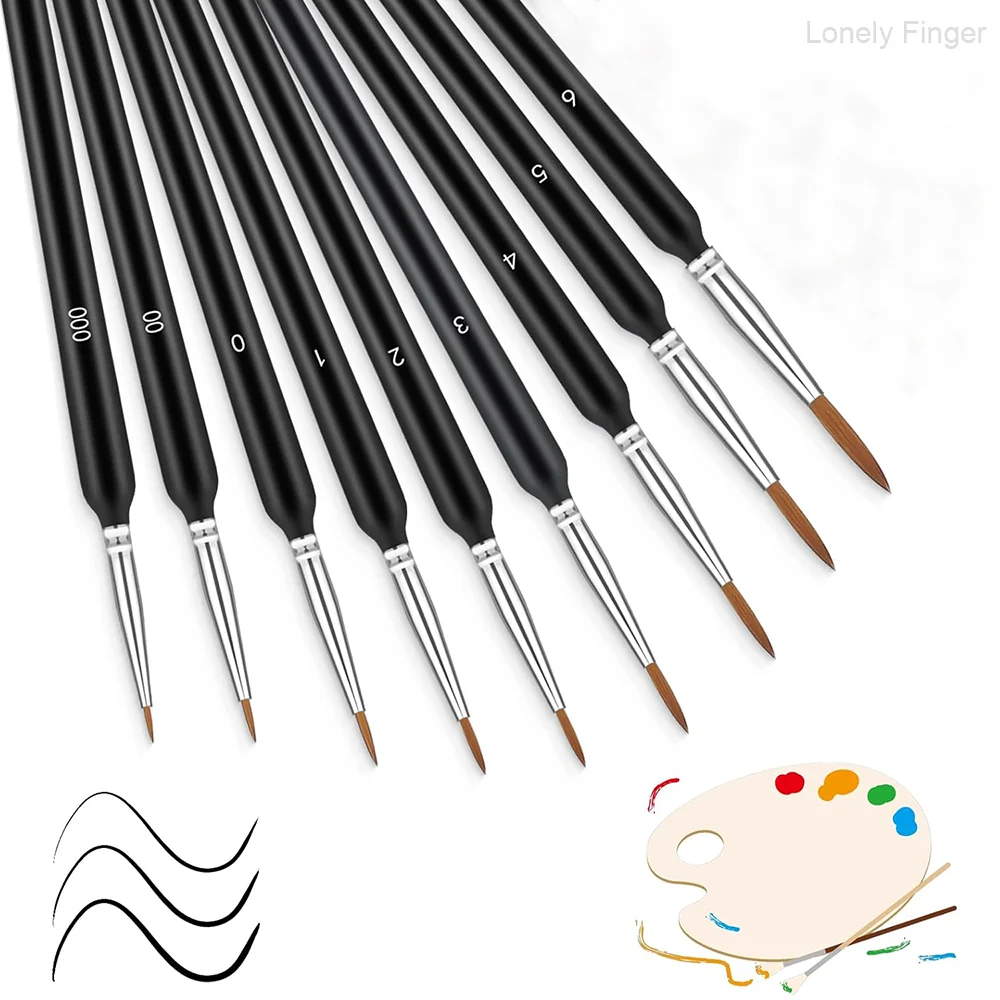 

Detail Paint Brushes Set 9pcs for Acrylic Oil Watercolor Gouache Paint by Numbers, Professional Miniatures Painting Kits