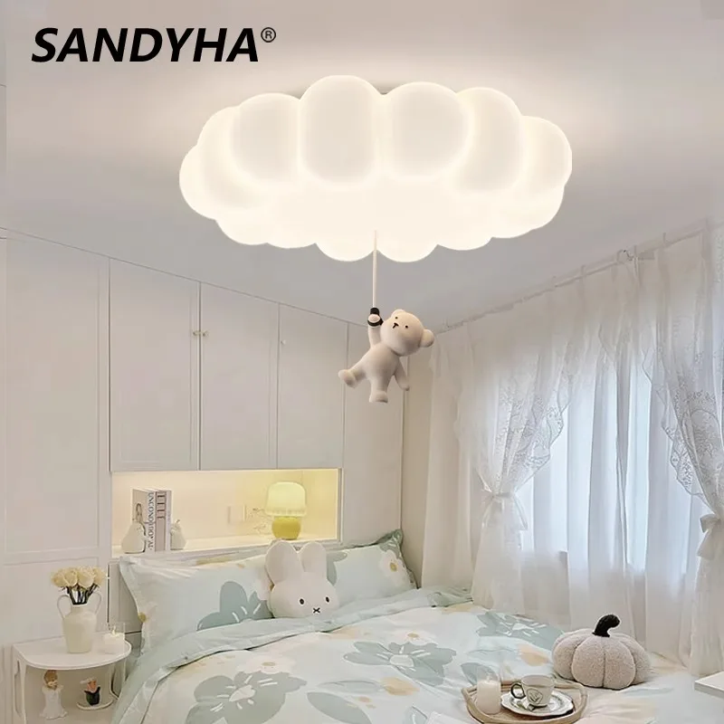 

Modern Cream Wind Pendant Light Bubble White Cloud Ceiling Chandelier Living Bedroom Dining Table Baby's Room Led Hanging Lamp