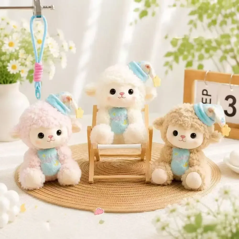 Ornament Cute Sheep Keychain Soft Cartoon Cartoon Animal Stuffed Dressed Lamb 13cm Size Lamb Bag Charm Sheep Pendant